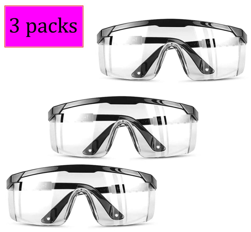 EEkiiqi 3 Packs Anti Fog Protective Goggles Safety Glasses Perfect Eye Protection for Workplace Safety Goggles Over Glasses - BeesActive Australia