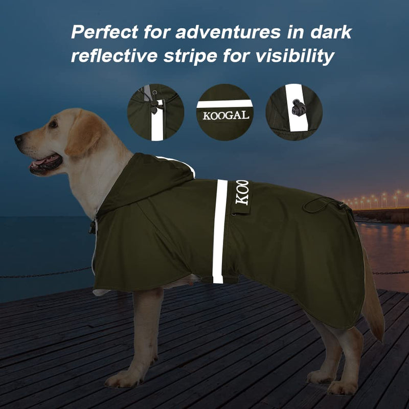KOOGAL Pet Large Dog Raincoat Apparel Poncho Waterproof for Medium Large Sized for Dog Raincoat Clothes Jacket 4XL Green - BeesActive Australia
