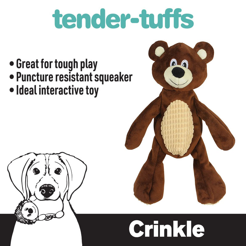 Snuggle Puppy Tender-Tuffs Crinkle - Large Tough Stuffed Happy Bear Plush Dog Toy with Puncture Resistant Squeaker and Super Strong Seams - BeesActive Australia