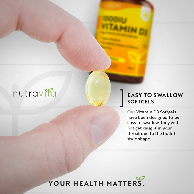 Vitamin D 1000 IU (25?g) � 365 VIT D Softgel Capsules Full Year Supply � for Maintenance of Healthy Immune System, Muscles, Bones & Teeth � Vitamin D3 Cholecalciferol � Made in The UK by Nutravita Non-Vegan - BeesActive Australia