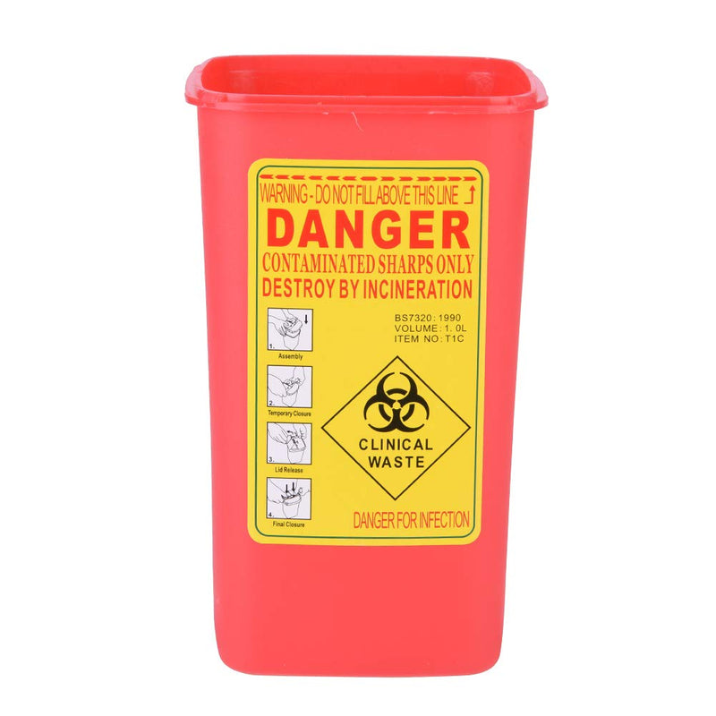 Sharps Bin Nikou Biohazard Needle,Tattoo Medical Plastic Sharps Container, Waste Box 1 Litre (Color : Red) - BeesActive Australia