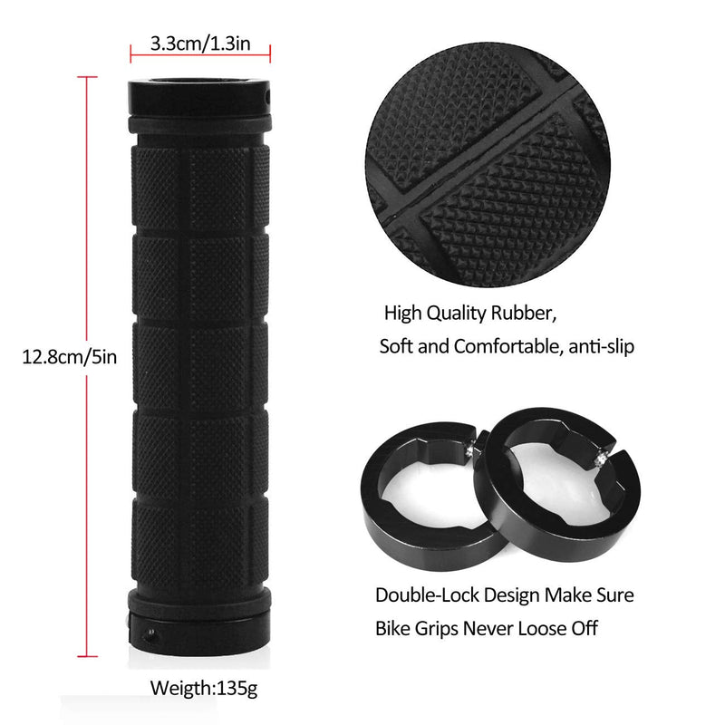 Platt Bike Handlebar Grips Rubber Comfortable Bicycle Handle Grip for MTB/BMX with Plastic End Caps black - BeesActive Australia