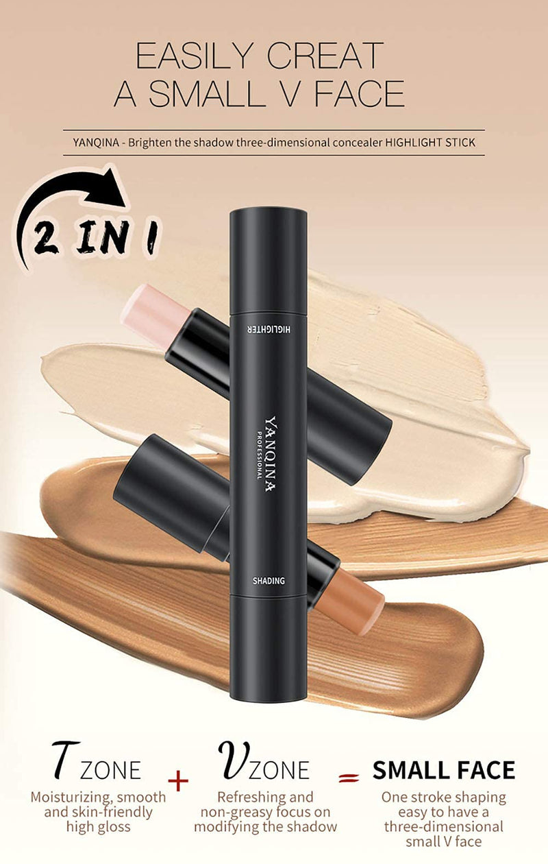 Mysense 6 Colors Contour Stick,Contour Concealer Highlighter Stick,Double Head Body Face Brightens & Shades Make Up Foundation Cream Pen,3pcs 01+02+03 - BeesActive Australia