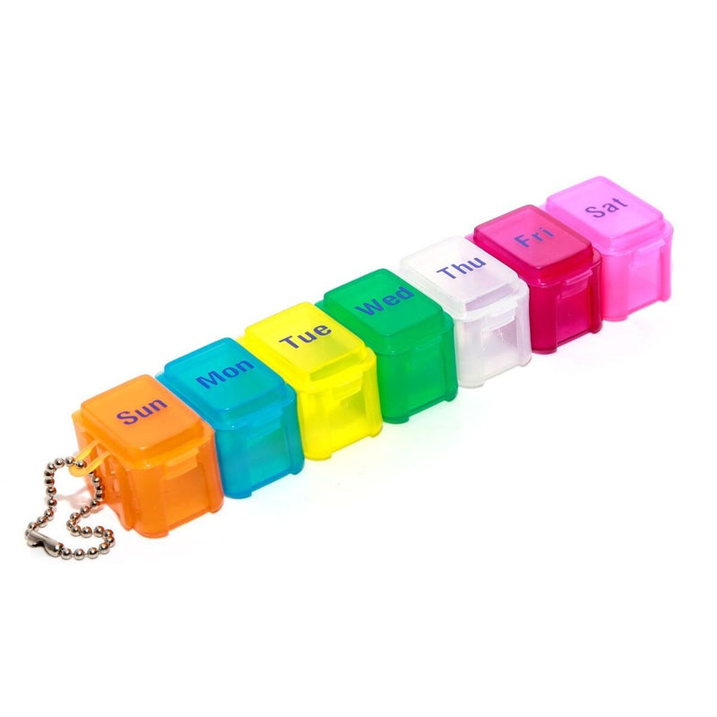 Safe and Sound Small 7 Day Pill Box, Detachable Pocket Sized Compartments, Flip-top Lids, Push-open Catch - BeesActive Australia