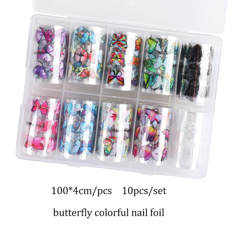 Butterfly Nail Art Foil Transfer Stickers Self Adhesive Starry Nail Sky Stickers Nail Art Supplies Set of 10 Rolls Butterflies Design Nail Decals for Women DIY Nail Art Decorations Manicure Tips - BeesActive Australia