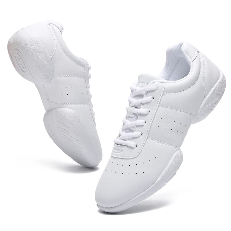 LANDHIKER Cheer Shoes Women White Dance Shoes Girls Youth Cheerleading Fashion Sports Shoes Tennis Training Athletic Shoes Flats 6 White02 - BeesActive Australia