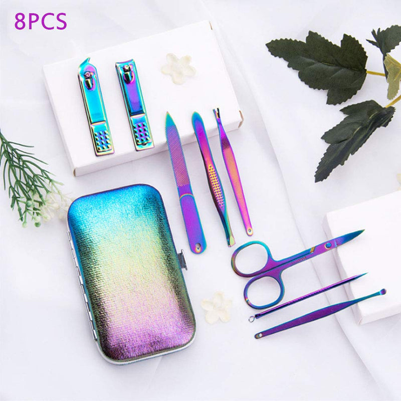 Personality Manicure Set Nail Clipper Kit Professional - Nail Clippers Scissors Grooming Kit for Thick Nails Cuticle Remover Toe Nail Toenail Care Cutter Pedicure Travel Tool Kit Men Women (8PCS) 8PCS - BeesActive Australia