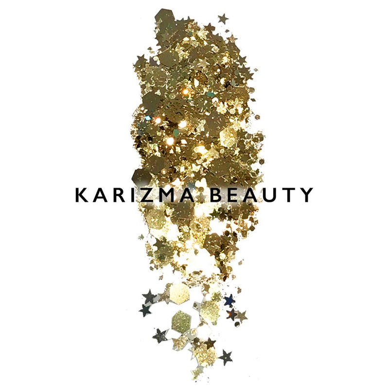 Gold Rockstar Chunky Glitter ✮ Large 30g Jar KARIZMA BEAUTY ✮ Festival Glitter Cosmetic Face Body Hair Nails 24K Gold - BeesActive Australia
