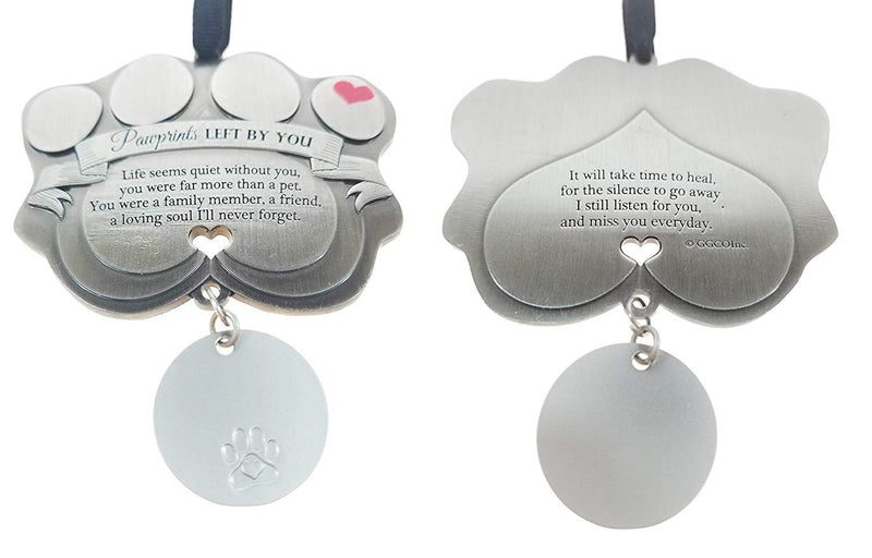 Pet Memorial Ornament - 3" Metal Casted Paw Print Design Ornament - Beautiful Remembrance Gift for a Grieving Pet Owner - Includes Pawprints Left by You Poem Card Drop Pendant - BeesActive Australia