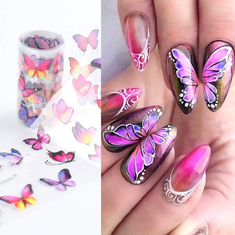 Butterfly Nail Art Foil Transfer Stickers Self Adhesive Starry Nail Sky Stickers Nail Art Supplies Set of 10 Rolls Butterflies Design Nail Decals for Women DIY Nail Art Decorations Manicure Tips - BeesActive Australia