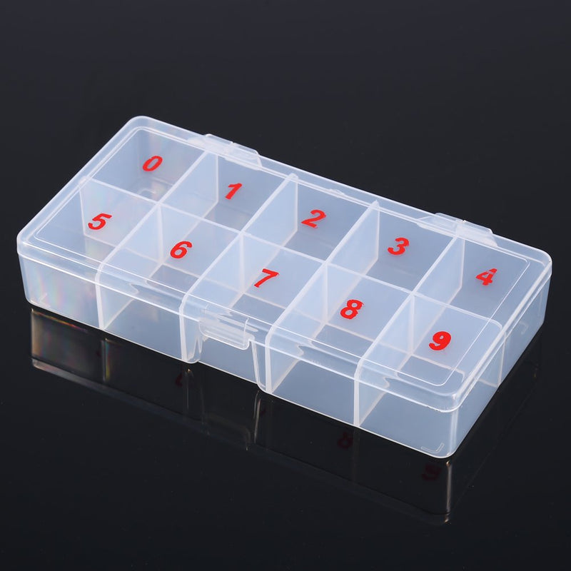 Plastic False Nail Tips Storage Box Case,Yosoo 10 Cells Compartments Acrylic Storage Case Natural Translucent Plastic False Nail Art Tips Box-5 Pcs - BeesActive Australia