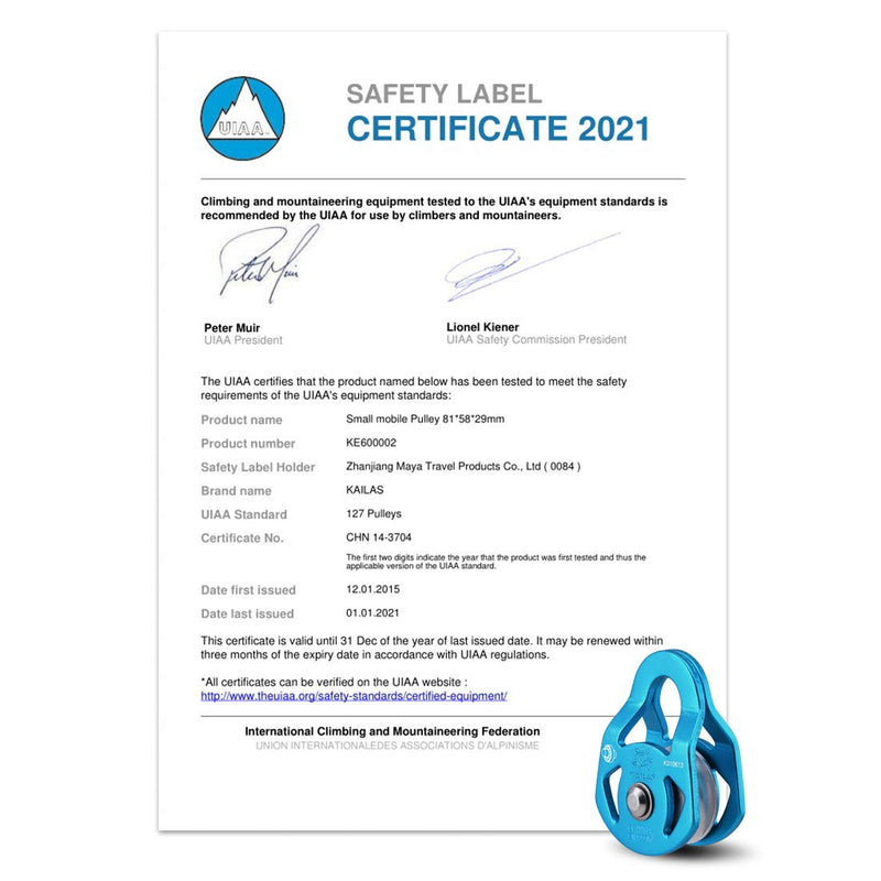 KAILAS Mobile Micro Climbing Rescue Pulley CE UIAA Certified Single/Double Pulley Rope 28kN Small Lightweight Heavy Duty Aluminum Steel Blue Single Pulley - BeesActive Australia