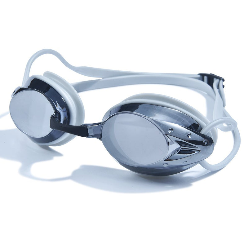 [AUSTRALIA] - PHELRENA Swimming Goggles, Professional Swim Goggles Anti Fog UV Protection No Leaking for Adult Men Women Kids Swim Goggles with Nose Clip, Ear Plugs, Protection Case and Interchangeable Nose Bridge Silver 