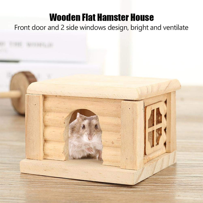 Pet Hamster House, 100% Natural Wood Odorless Home Openwork Lace Window DIY Hideout Hut Play Nest Toy Viewing Room Natural Living for Small Squirrels Gerbils Hamsters Golden Bears - BeesActive Australia