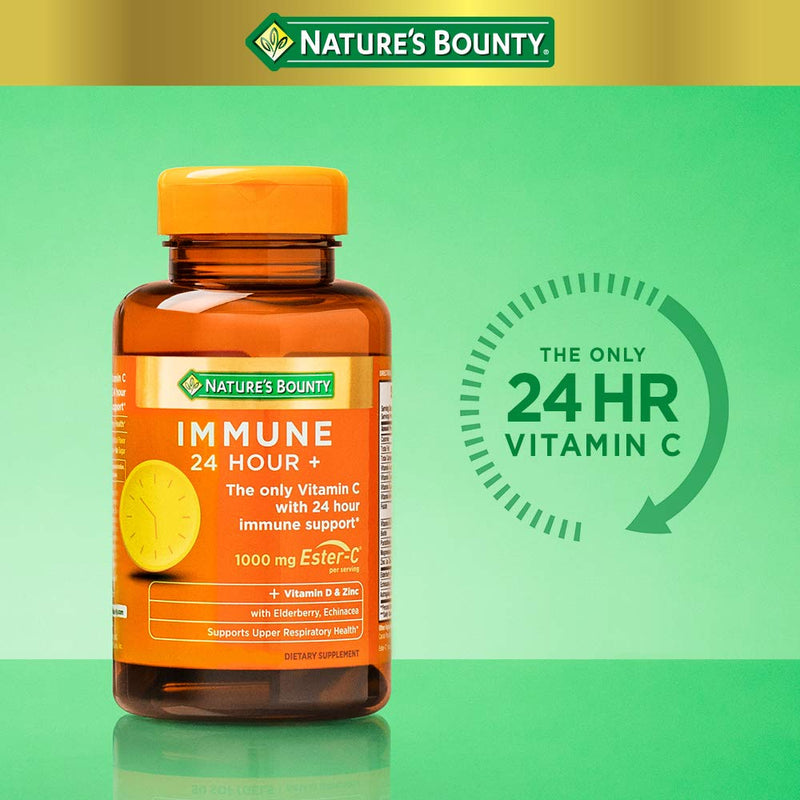 Nature's Bounty Immune 24 Hour +, 24 Hour Immune Support From Ester C, 100 Rapid Release Softgels, 100 Count 1000mg, 100CT - BeesActive Australia