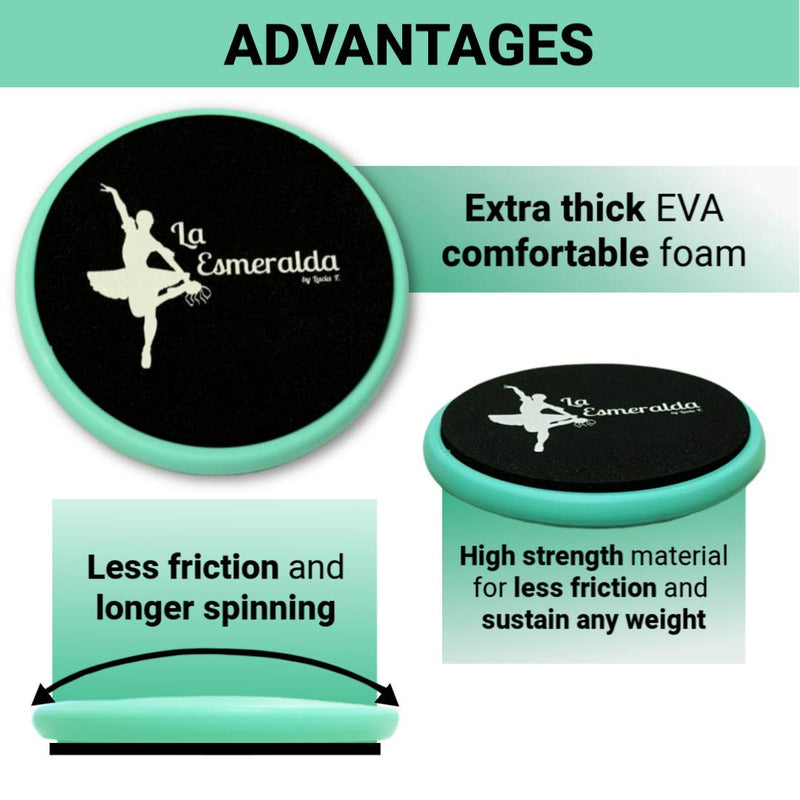 La Esmeralda Ballet Turning Board for Dancers, ice Skaters, Gymnasts etc Helps Improve Turns, Balance, Spotting, Stability and Much More. Made with Thick EVA Foam. Turquoise with gift box but without carry bag. - BeesActive Australia