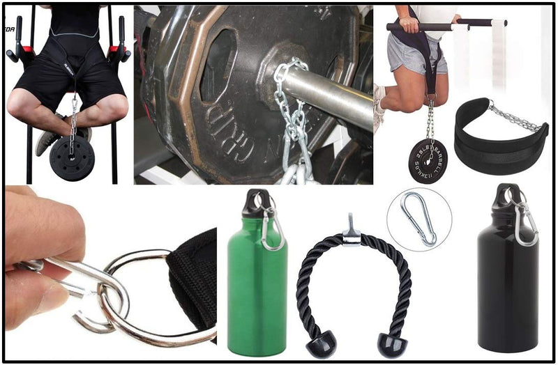 Branded Boards Black & Silver Heavy Duty Bushcraft Zinc-Galvanized Steel Carabiner Spring Snap Clip Link Hooks. 200-400lb Load. 6 Packs, 12 Packs and Variety Packs. Black-5cm-6 Pack - BeesActive Australia