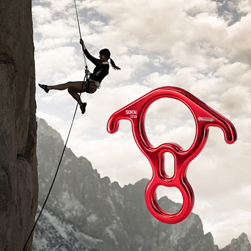 NewDoar 50KN 11000 LBF Rescue Figure,8 Descender Large Bent-Ear Belaying and Rappelling Gear Belay Device for Rock Climbing, Aerial Dance,Ziplining and Peak Rescue 7075 Aluminum Alloy red - BeesActive Australia