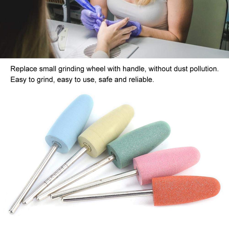 Acrylic Nail File Bits, 5 Pcs/Set Manicure Pedicure Nail Polishing Burr Accessory Rubber Nail Drill Bits for Manicure Pedicure Home Salon Use(#1) #1 - BeesActive Australia