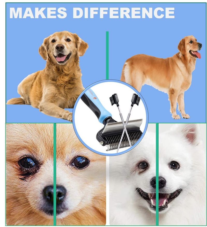 Undercoat Rake, Dog Brush, Deshedding Brush, Dog Brush for Shedding, Dog Deshedding Brush, Dog Shedding Brush Deshedding Tool for Long Haired Pets Cats or Dogs, Saving Safe Fast 1+2 pcs - BeesActive Australia