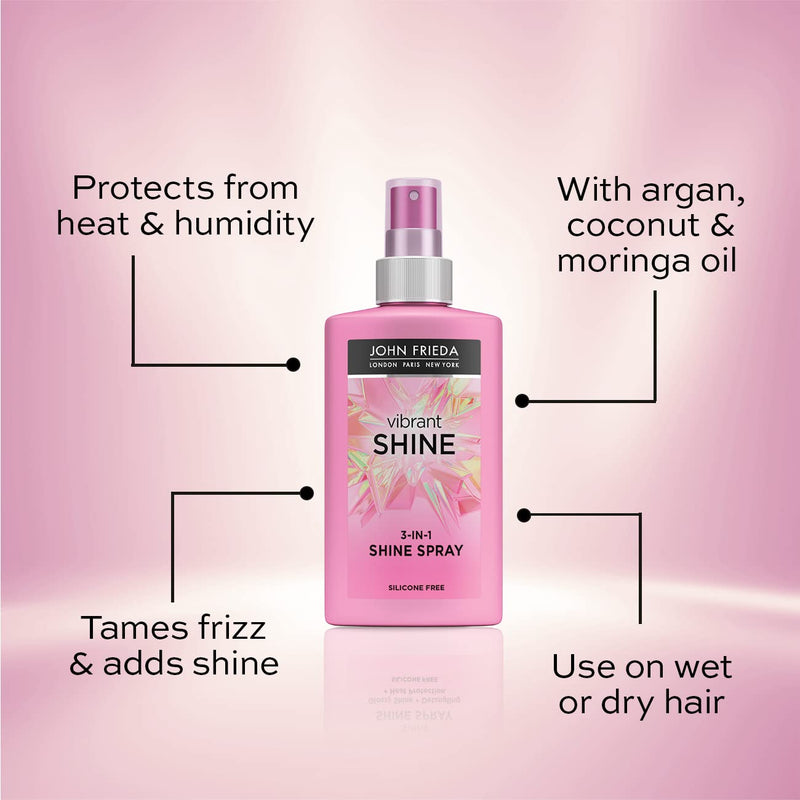 John Frieda Vibrant Shine Weightless Detangling Heat Protection 3-in-1 Spray 150ml, White - BeesActive Australia