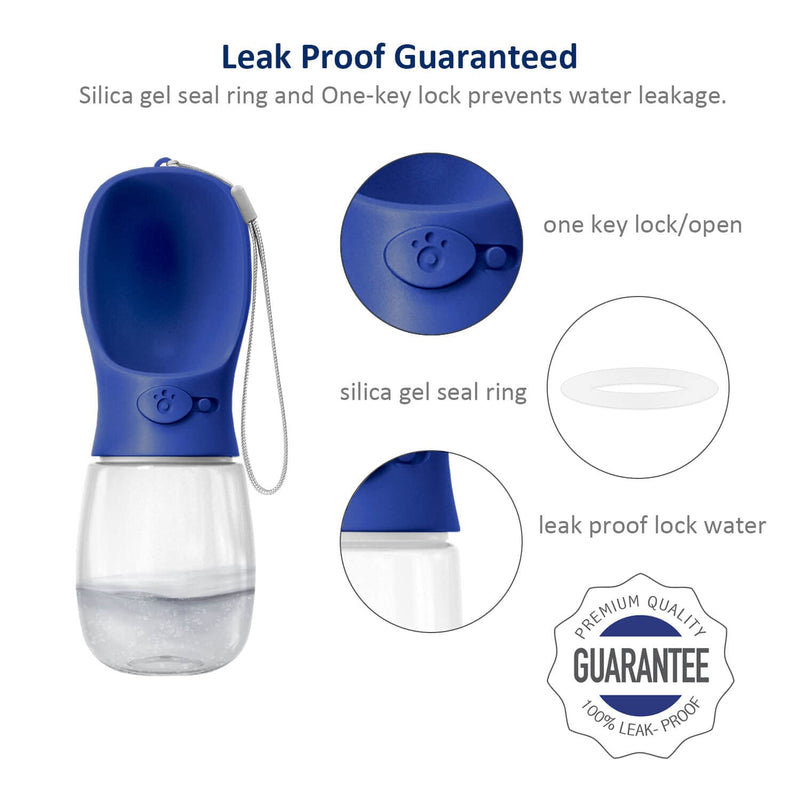 WePet Portable Dog Water Bottle with Food Container, 12 OZ, 19 OZ, Leak Proof Puppy Water Dispenser with Drinking Feeder for Pets Outdoor Walking, Hiking, Travel, Food Grade Plastic #01 Navy Blue - BeesActive Australia