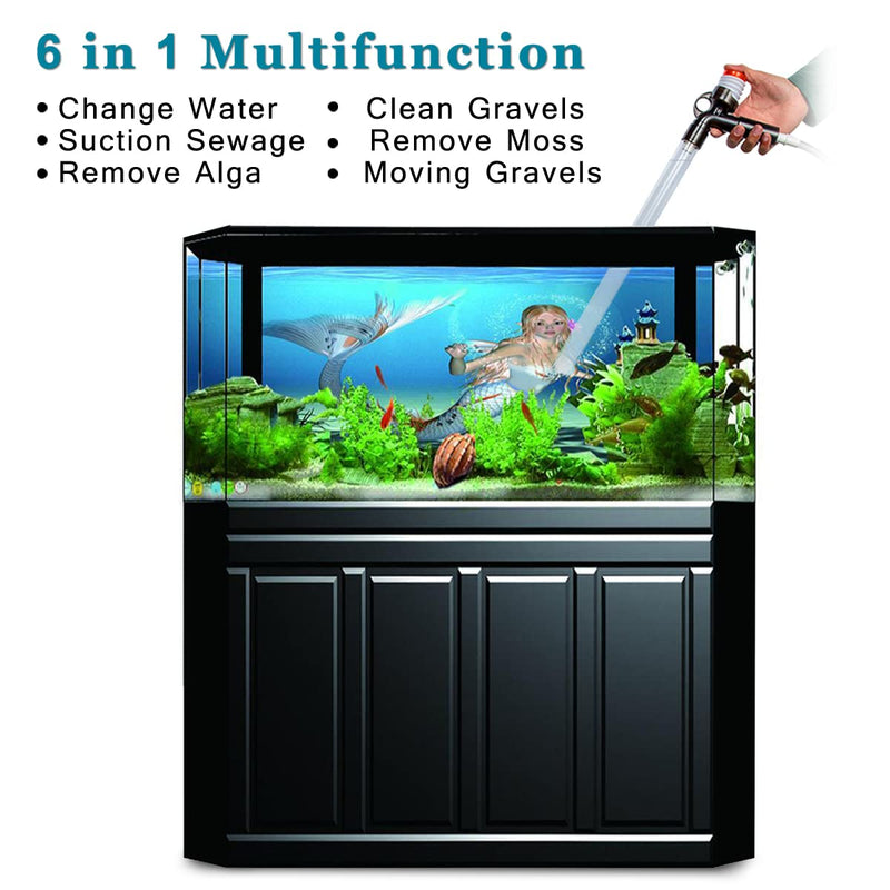 PULACO Aquarium Gravel Cleaner, New Quick Water Changer with Air-Pressing Button, Fish Tank Sand Cleaner Kit with Free Aquarium Brush - BeesActive Australia