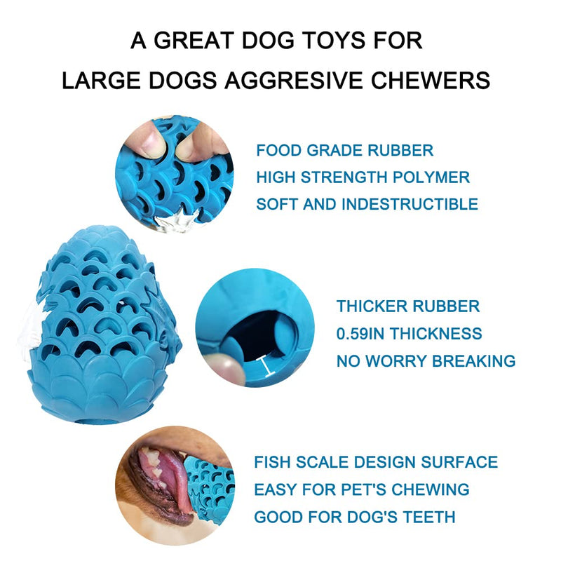 YCLWBG Dog Toys for Large Dogs Aggressive Chewers , Indestructible Dog Toys for Aggressive Chewers , Durable Dog Toys Dragon Egg Dog Toy Bacon Milk Flavor ， Tough Dog Toys Treat Dispensing Blue white - BeesActive Australia