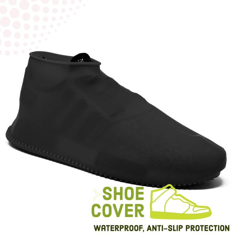 BAYI - Shoe Cover Waterproof Sneakers Silicone Rain Shoes Cover Durable Reusable Slip On Anti Slip Protector, Black, Medium - BeesActive Australia
