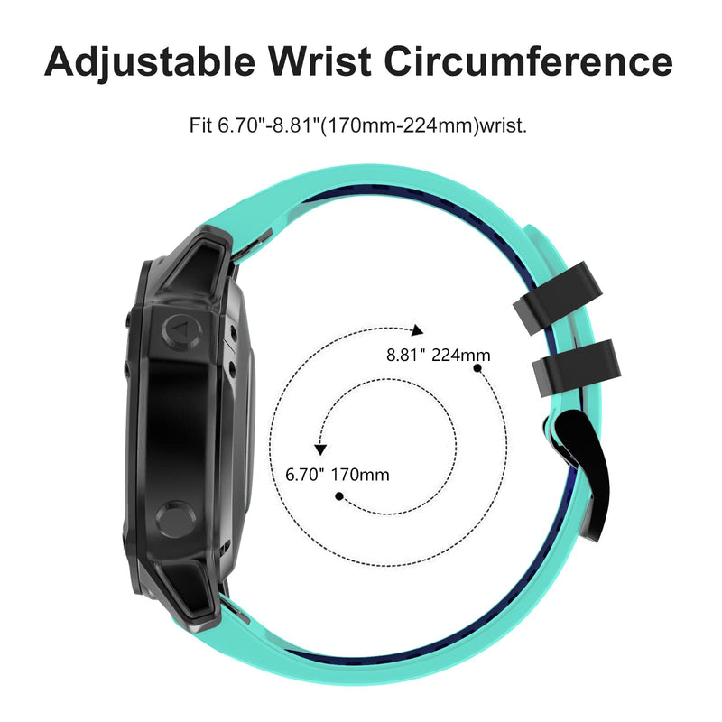OVERSTEP Compatible with Fenix 6 Watch Band for Garmin Fenix 6 Pro/Fenix 5/Fenix 5 Plus/Fenix 7/Forerunner 935/Forerunner 945/Approach S60/Quatix 5 Smartwatch(Teal) Teal - BeesActive Australia