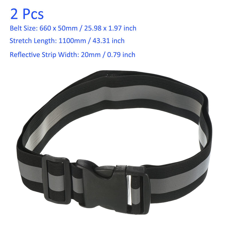 M METERXITY 2 Pack Reflective Belt Bands - High Visibility Flexible Safety Reflector Tape Gear, Apply to Cycling Running Night Walking(26x2 Inch, Black) - BeesActive Australia