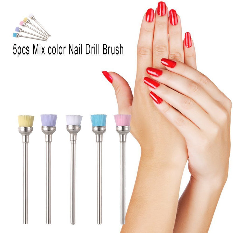 Anself 5pcs 2.35mm Professional Nail Art Drill Bit Mix color Nail Drill Cleaning Brush Manicure Accessories - BeesActive Australia