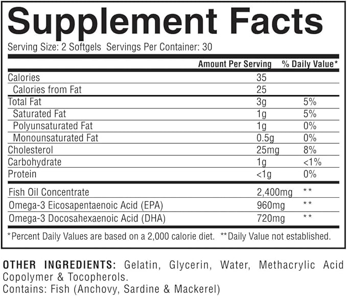 Gaspari Nutrition, Omega-3, 2,400mg, 60 Softgels (1,200mg per capsule) - BeesActive Australia
