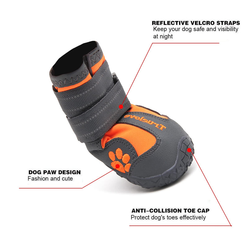 TRUE LOVE Dog Shoes Waterproof Anti-Slip Rain Boots with Reflective TLS3961 6# Orange - BeesActive Australia