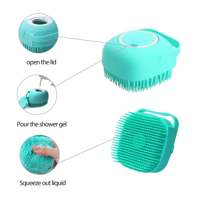 ELEGX Pet Grooming Bath Massage Brush with Soap and Shampoo Dispenser Soft Silicone Bristle for Long Short Haired Dogs Cats Shower (Yellow) Yellow - BeesActive Australia