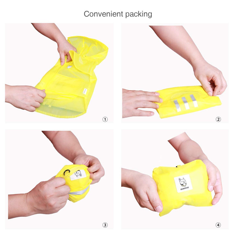 iChoue Dog Raincoat Rain Coat Jacket Poncho Hoodies with Hood Reflective Adjustable Rainwear Medium (Pack of 1) Yellow - BeesActive Australia