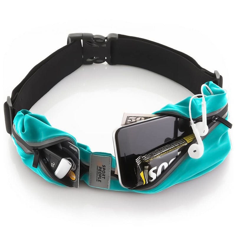 sport2people Running Belt for Men & Women, Phone Holder for Running, Reflective Running Gear, Running Fanny Pack for Women & Men, Cell Phone Holder, Running Waist Packs, Money Belt, Travel belt (Pool Blue) - BeesActive Australia