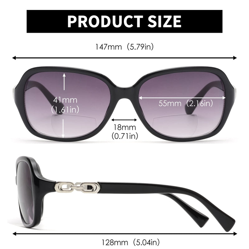 JM Classic Bifocal Reading Sunglasses for Women Vintage Reader Glasses Outdoor UV Protection Black(200836) 3.0 x - BeesActive Australia
