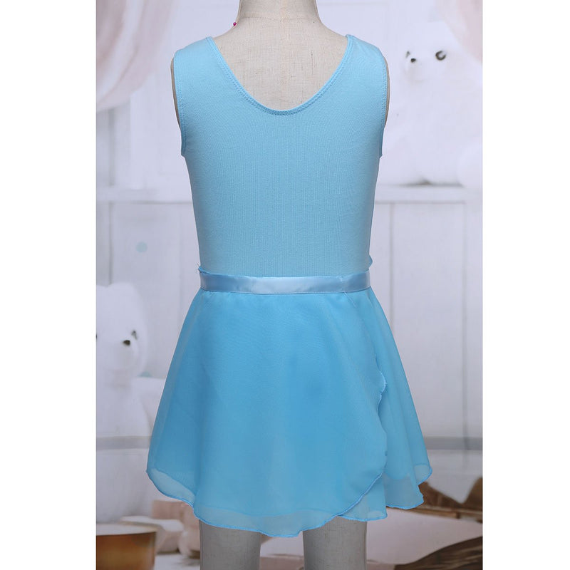 [AUSTRALIA] - TiaoBug Girls' Classic Camisole Sleeveless Tank Leotard Tied Skirted Dress Outfits for Gymnastics Training Ballet Dance Sky Blue 5 / 6 