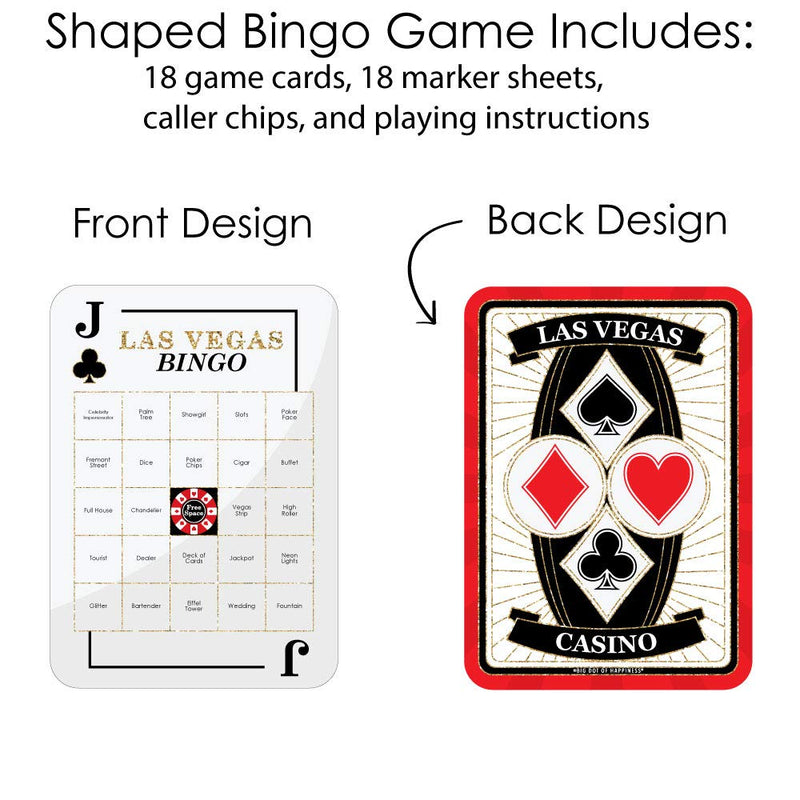 Big Dot of Happiness Las Vegas - Bar Bingo Cards and Markers - Casino Party Bingo Game - Set of 18 - BeesActive Australia