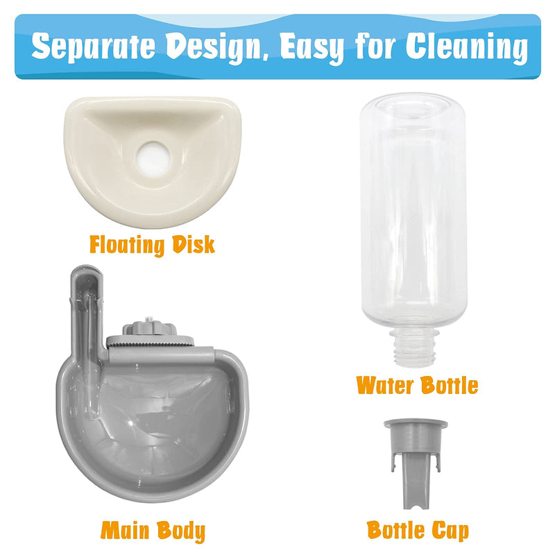Vannon Dog Water Bottle for Crate 16oz/480ml Anti-Overflow BPA Free Water Dispenser for Small Dogs Cats Rabbit Ferret and Small Animals Grey - BeesActive Australia