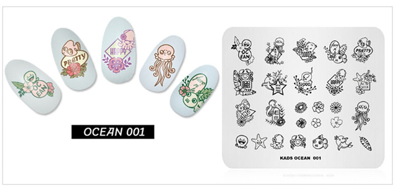 Rolabling Nail Stamping Plate Cute Stainless Steel Nail Printing Plate Nail Polish Transfer Stencil Nail Image Template Nail DIY Tools For Manicure (color-1) color-1 - BeesActive Australia