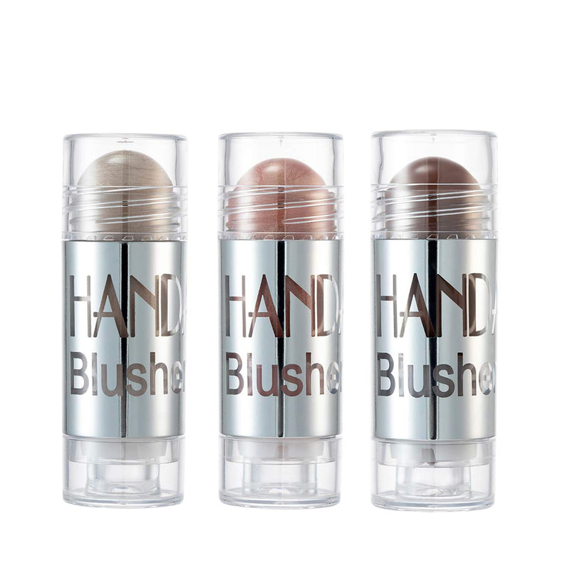 MEICOLY Highlight Contour Stick Face Highlighter Blush Waterproof Glow Subtle Shimmer Cream Pen Chubby 3D Brighten Makeup,3pcs Set - BeesActive Australia