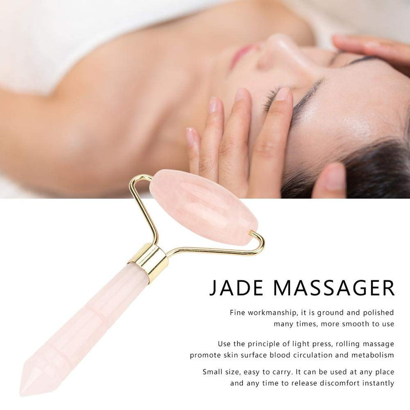 ZJchao Jade Massager Jade Facial Roller Natural Pink Crystal Massager Body Face Massage Roller Wrinkle Removal Skincare Beauty Tool - BeesActive Australia