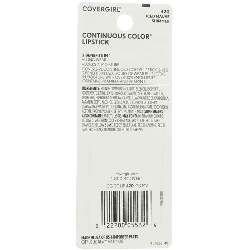 CoverGirl Continuous Color Lipstick, Iced Mauve - BeesActive Australia