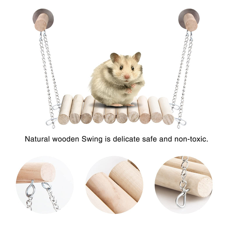 15pcs Pet Toys Squirrel Gerbil Chinchilla and Dwarf Hamster Bird Hanging Toys, 3 Wooden Pedal Platforms, Straw nest, Hammock,10 Apple Sticks Chew Toys,Cage Accessories for Small Animal Habitat - BeesActive Australia