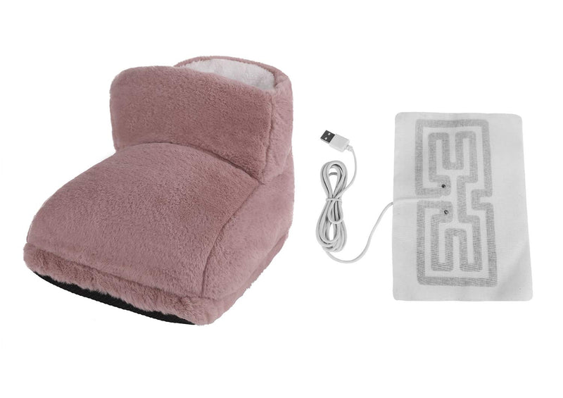 Heated USB Foot Warmer Large�Winter Warm Shoes�with Electric Detachable�Washable Heating Pad Comfort Faux Fur Plush�Lining for Women Men Home Bed Sofa Chair Office Cold Weather Perfect Relaxation Pink - BeesActive Australia