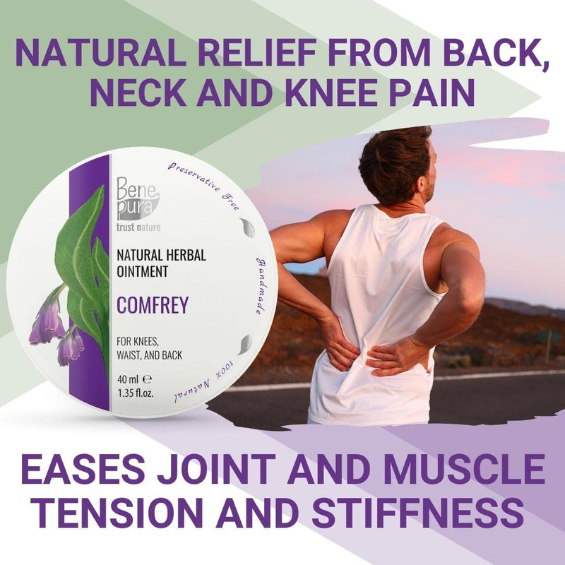 BenePura Comfrey Ointment for Muscle Pain Relief - Natural Comfrey Cream for Back Pain Relief, Joint Pain Relief, Knee Pain Relief, Neck Pain Relief - Muscle Rub Pain Relief Cream - 40 ml 40 ml (Pack of 1) - BeesActive Australia
