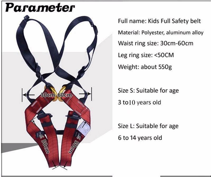 [AUSTRALIA] - Dometool Kids' Full Body Harness, Outdoor Kids Safety Harness Climbing Equipment Waist Solid Safety Belt Fit 6-14 Years Old 