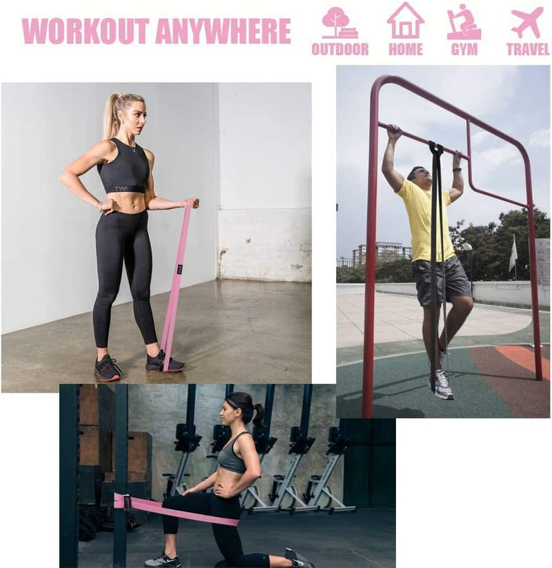 Long Resistance Band Women, Stretch Bands for Exercise Bands Resistance for Women Elastic Bands Gym Bands Fabric Resistance Bands Pilates Band Fitness Bands Pull Up Resistance Band Mini Bands Pink Black - BeesActive Australia